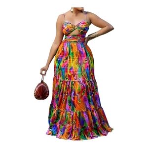 Vibrant Multicolor Maxi Dress. See Pictures For Measurements. NWT.